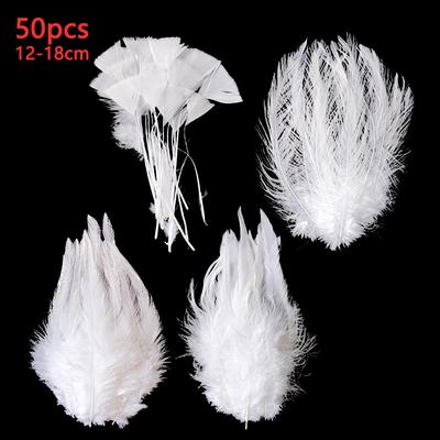 12-18cm Bastelfedern Dekoration Weiß Lang 50 Stück Großpackung Für Baumhaus Bus Fascinators Karneval Vase Fasanenfedern Truthahn Groß