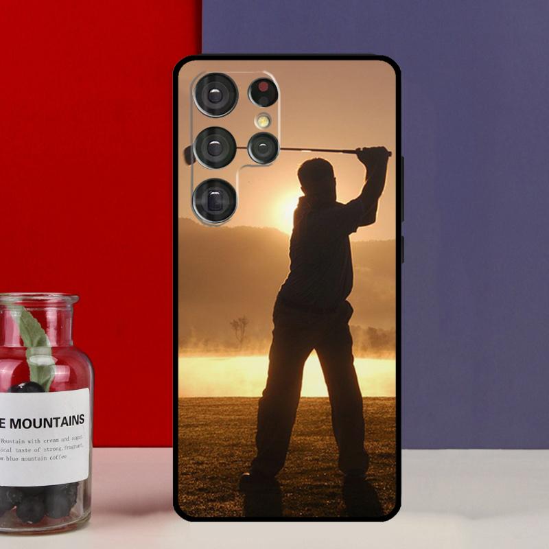 GOLF GOLFER GOLFING SUNSET Funda Case For Samsung Galaxy S25 Ultra S9 S10 S20 S21 FE S22 S23 Plus S24 Ultra Phone Cover
