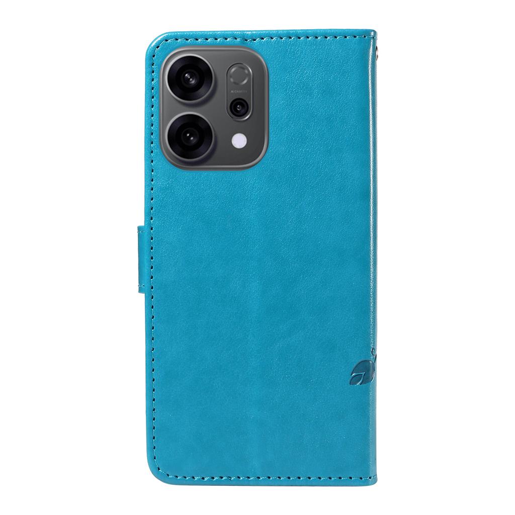 For Oppo Reno14 5G (China)/Oppo Reno14 F 5G/Oppo Reno14 5G (Global) PU Leather Cases Flower Pattern Wallet Stand Phone Cover with Strap