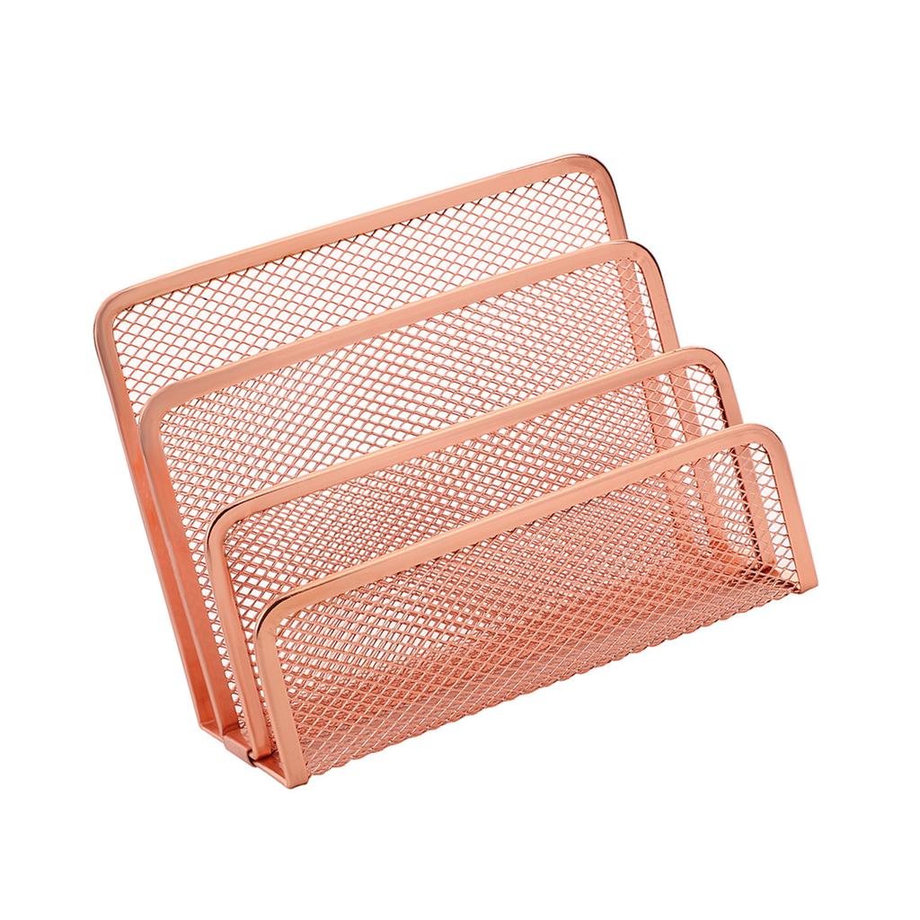Desktop File Sorter Organizers 3 Compartments Metal Mesh Mail Sorter Space Saving Desk Book Magazine Stand 173x80x135mm