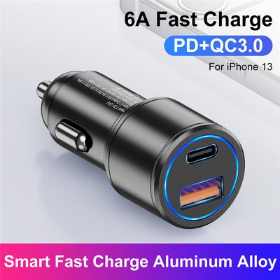 USB C Auto lādētājs priekš iPhone 13 Ātrā uzlāde QC4.0 QC3.0 Ātrās uzlādes lādētājs priekš Xiaomi Auto Type C PD 3.0 Mobilā telefona lādēšana