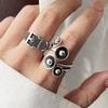 925 Silver Rings For Women Geometric Fine Jewelry Finger Adjustable Simple Retro Flower Ring For Party Birthday Gift