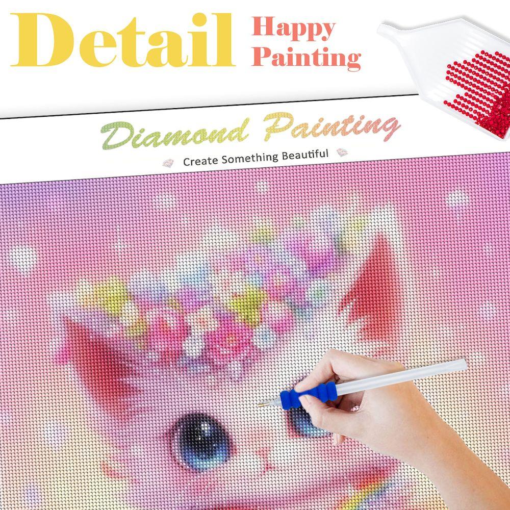 CHENISTORY Diamond Painting 5D DIY Cat Diamond Embroidery Full Drill Round Animal Mosaic Picture Rhinestones Wall Art Decortion