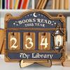 Book Read This Year Counter Wooden Sign Reading Tracker for Bookshelf Home Library Decor Book Lover Gift for Librarian Reader Teacher