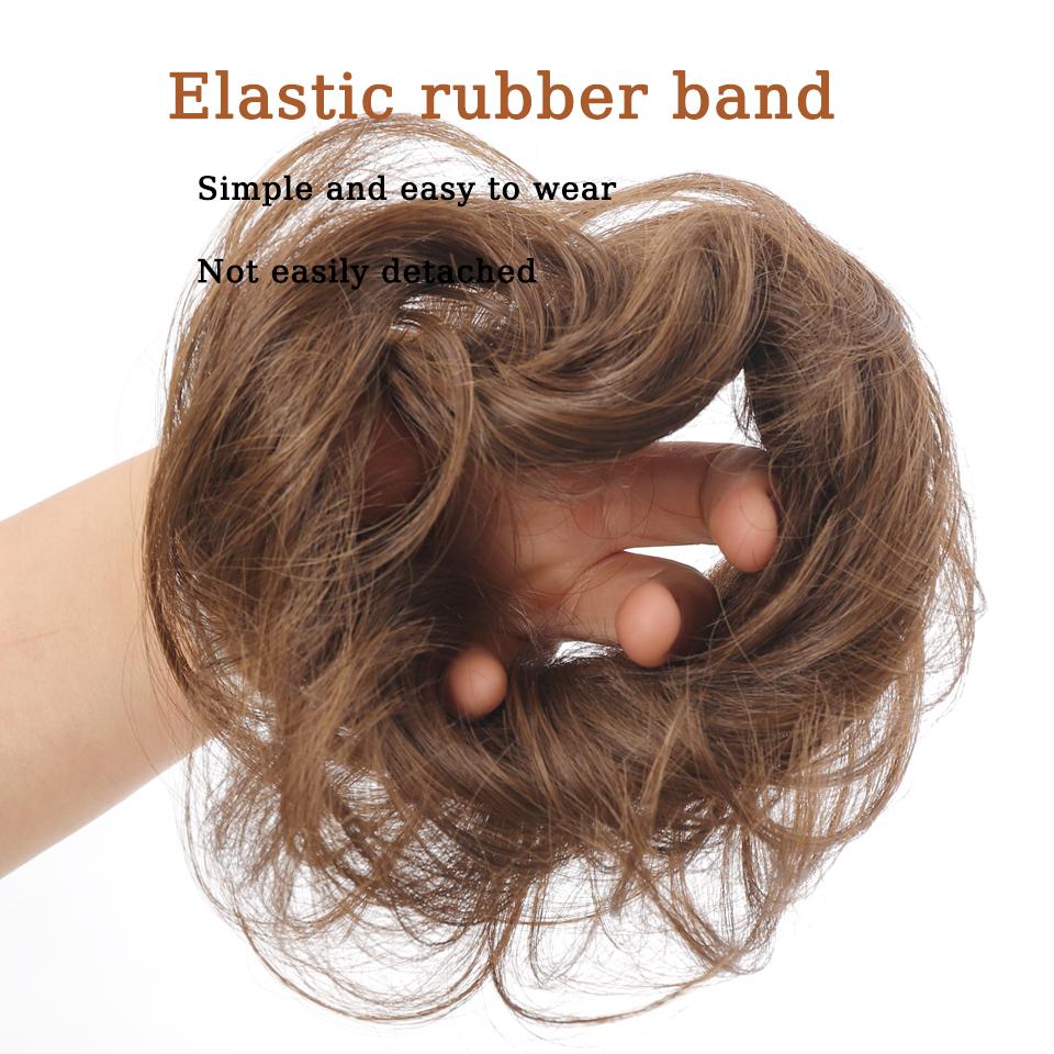 1PC Synthetic Hair Bun Curly Straight Hair Messy Bun Scrunchies Updo Hair Bands Elastic Band Hairpieces For Women Straight Fring