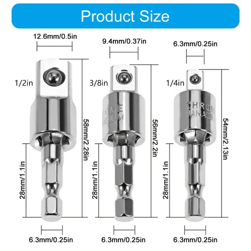 3pcs 360 Degree Rotating Spin Drill Socket Set Suitable for Various Screw Angles & Enhances Efficiency In DIYer Projects