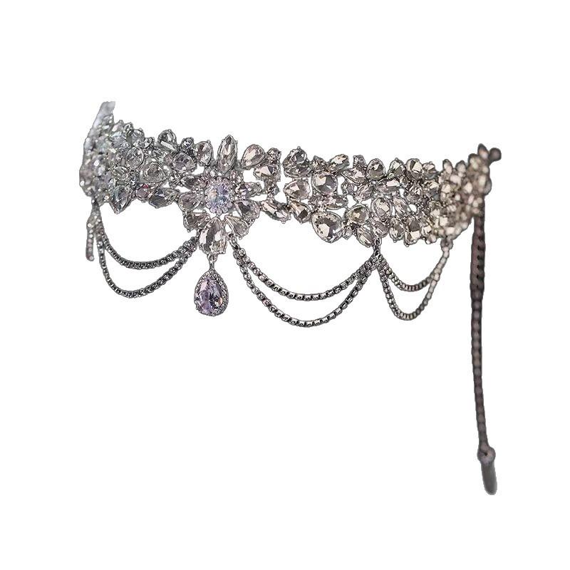 Super flash necklace, flash bride luxury temperament necklace, new heavy industry exquisite main wedding dress atmospheric neck chain