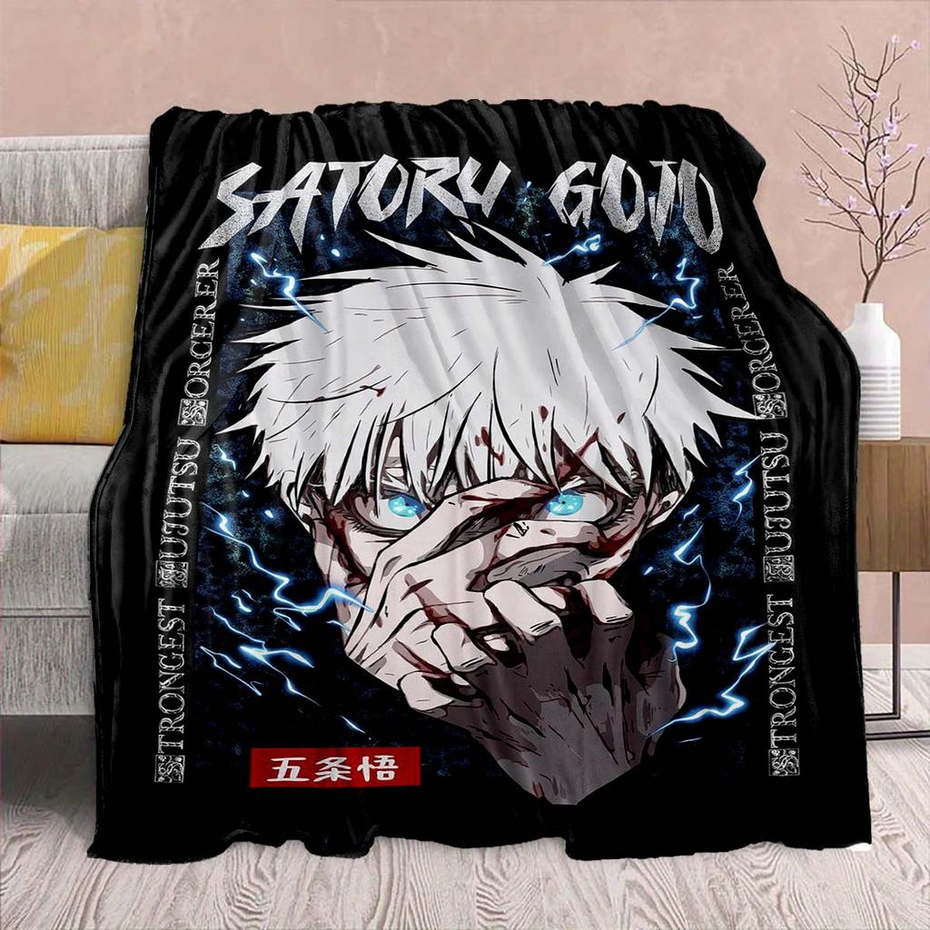 Jujutsu Kaisen Anime Flannel Blanket - Soft Warm Perfect for Sofa, Bedding Camping Travel Office Home Decor -QJY