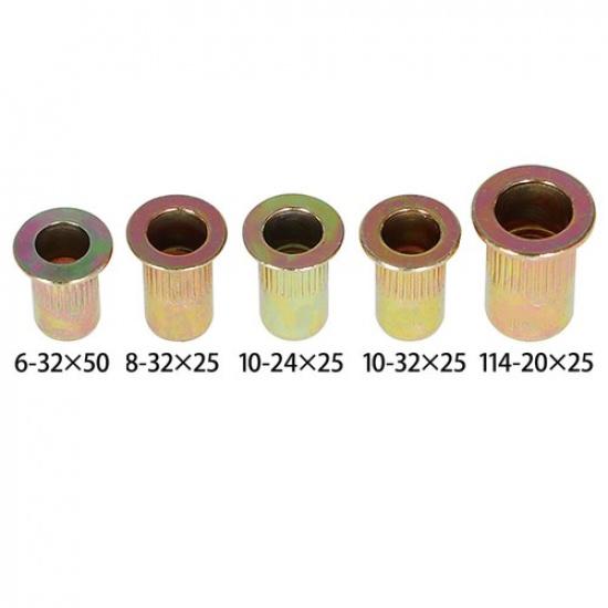 150 Pack Rivet Nut Set 10-32 10-24 8-32 6-32 1/4-20 SAE Metric Nut Set