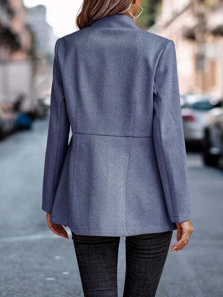 Women's Slim Fit Jacquard Woolen Jacket - Elegant, Commuting Style
