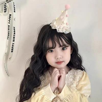 Cute Bow Birthday Hat Pompom Pink Hair Clip Head Wear Photography Props