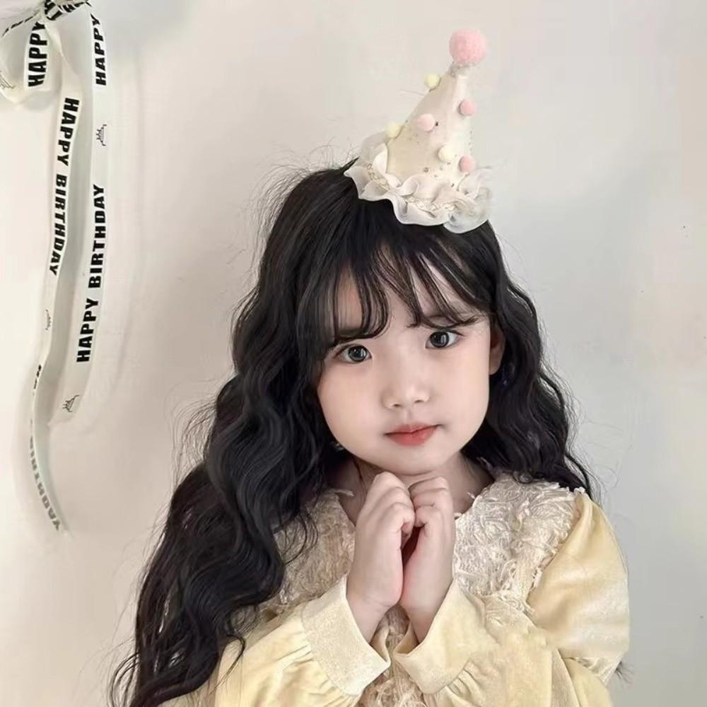 Cute Bow Birthday Hat Pompom Pink Head Wear Hair Accessory Photography Props