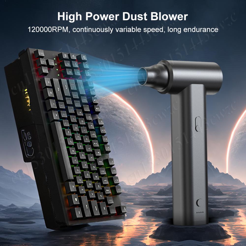 Electric Duster 120000PRM 2 In 1 Compressed Air Duster USB Rechargeable Cordless Air Blower Vacuum Cleaner for Keyboard Computer