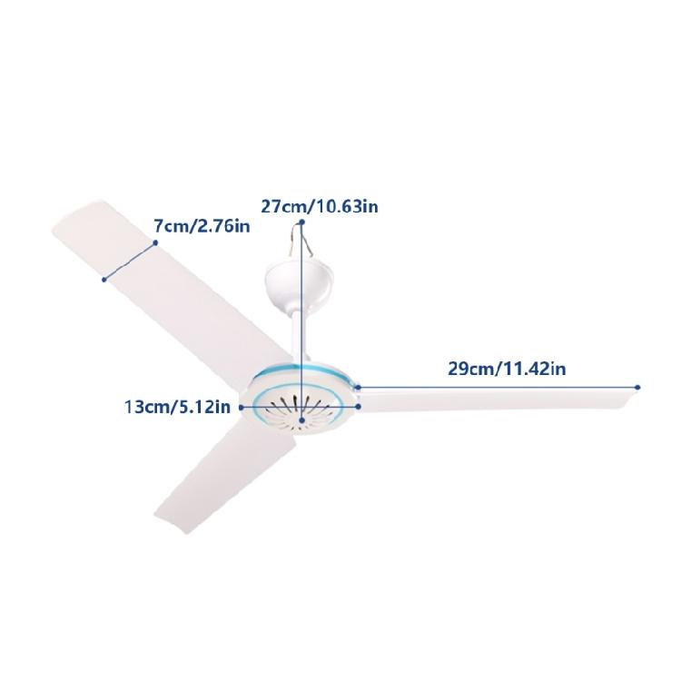 27.5inch Small Ceiling Fan 3 Blade Modern Indoor Outdoor Ceiling Fan with Quiet Motor for Bedroom 220V 50Hz