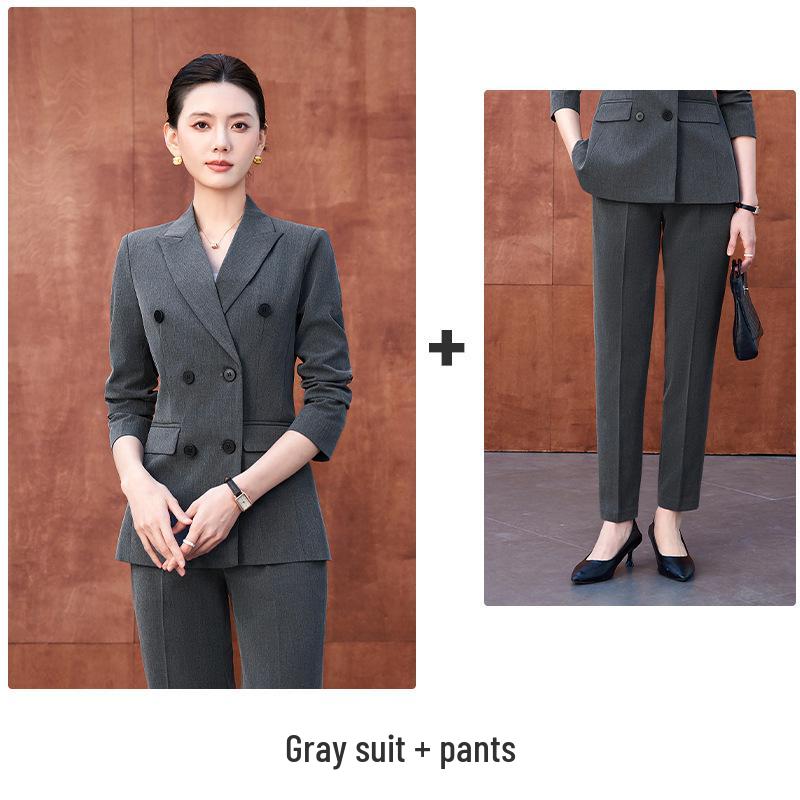 Women's High-End Double-Breasted Suit Set: New Spring/Autumn Style, Perfect for Professional and Formal Look