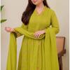 Women Embroidery Anarkali Kurta Pant with Dupatta Indian Bollywood Ethnic Suit