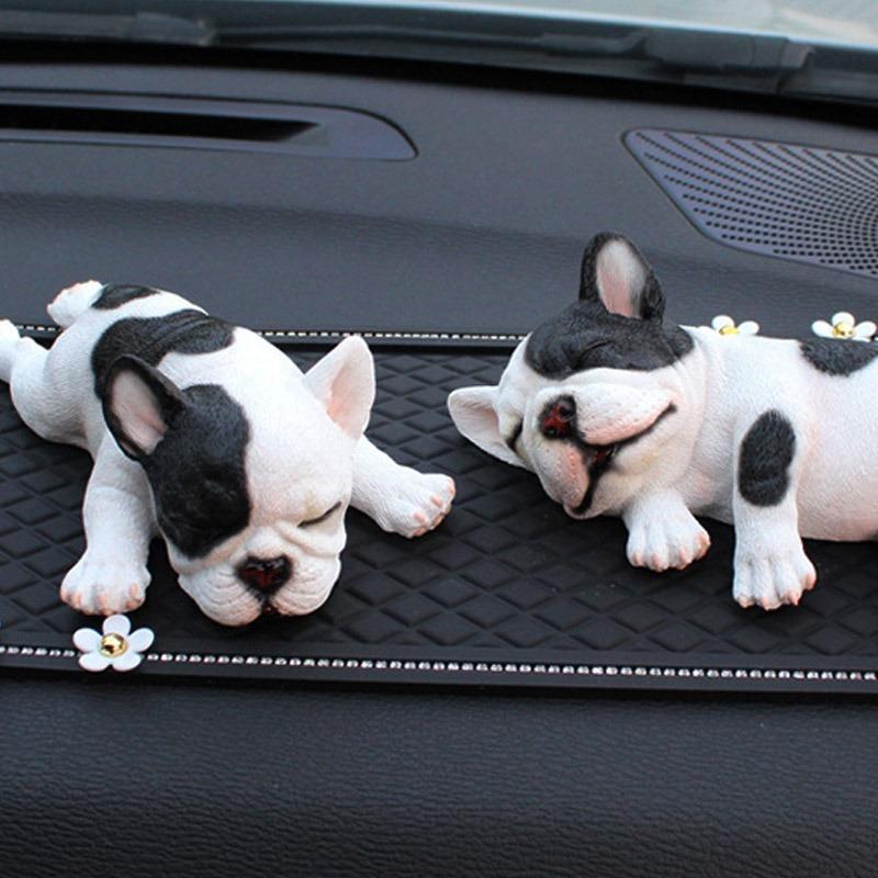 Cartoon Sleeping French Bulldog Car Decoration Cute Simulation Dog Car Decoration Gift Children's Toy Home Decoration