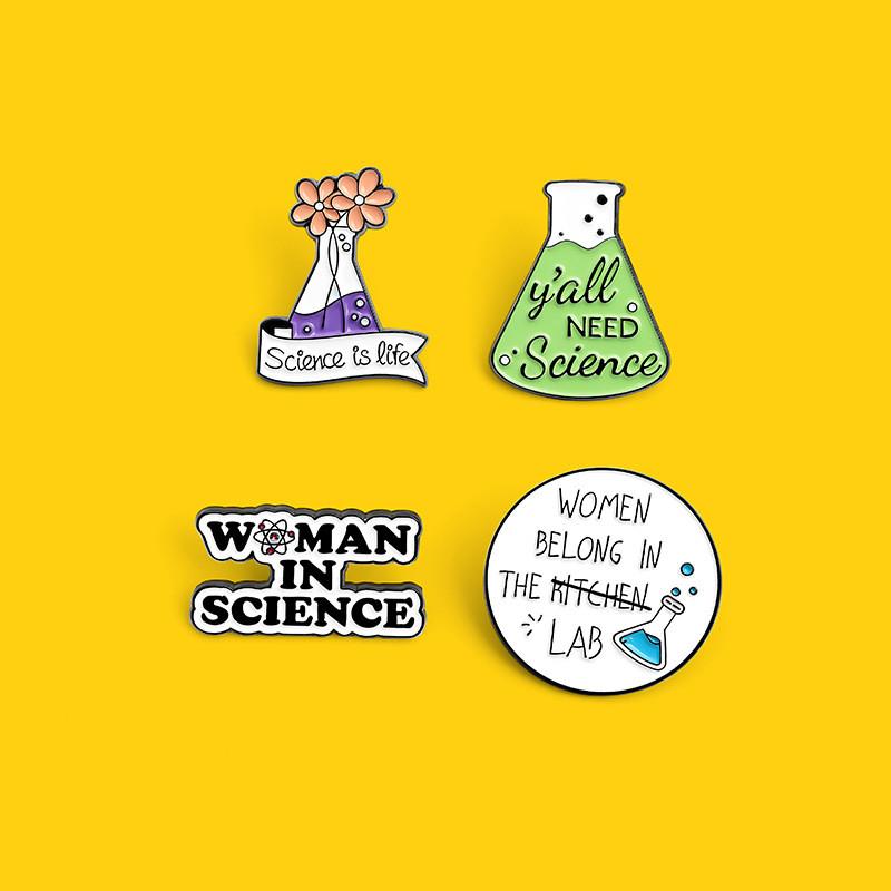 Cartoon Creative Unique Chemistry Experiment Beaker Alloy Badge Brooch For Men Women And