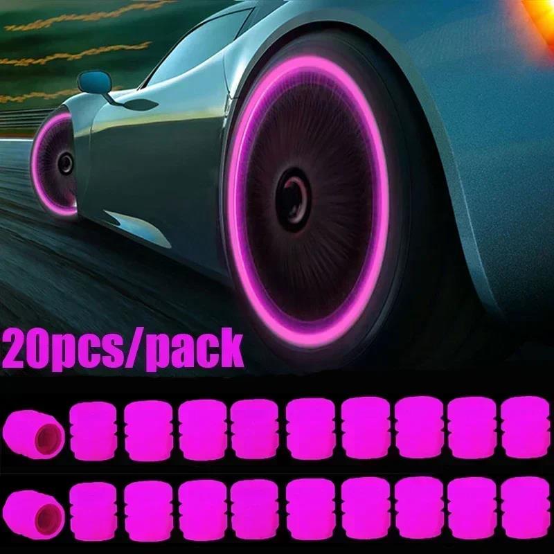 1-20PCS Luminous Car Tire Valve Cap Fluorescent Night Glowing Decor Motorcycle Bike Wheel Nozzle Dustproof Tyre Valve Stem Caps Valve Stems 1