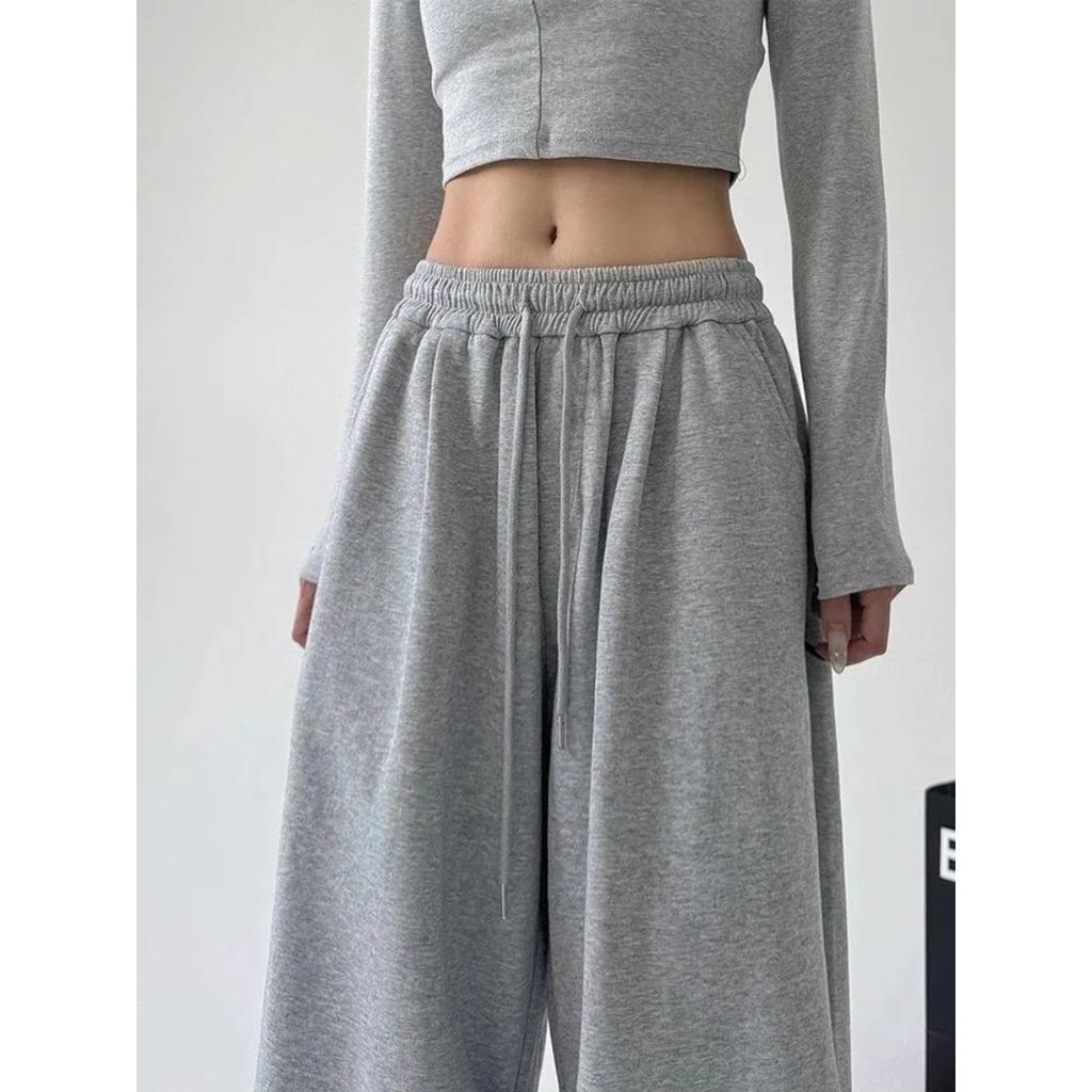 VIONA Y2K Harajuku Wide Leg Sweatpants Women Streetwear Baggy Oversize Gray Sports Pants High Waist Drawstring Casual Joggers Trousers