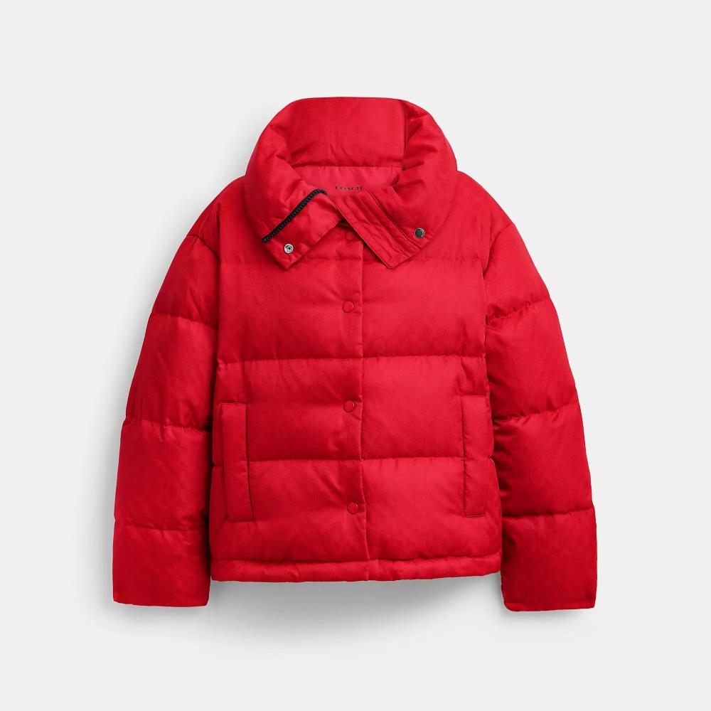 

Coach Signature Jacquard Short Puffer In Recycled Polyamide Red XSmall