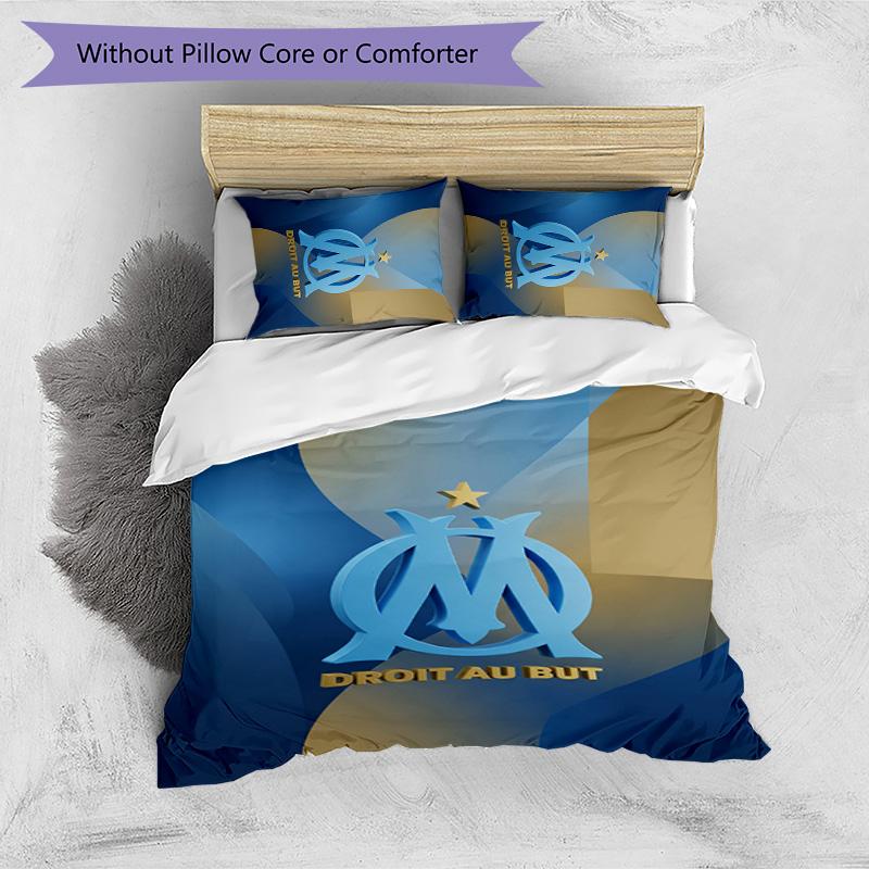 Olympique Lyonnais FC Printed 3PCS Bedding Set Breathable Duvet Cover with Pillowcases Decorative Bed Linen for Bedroom Home