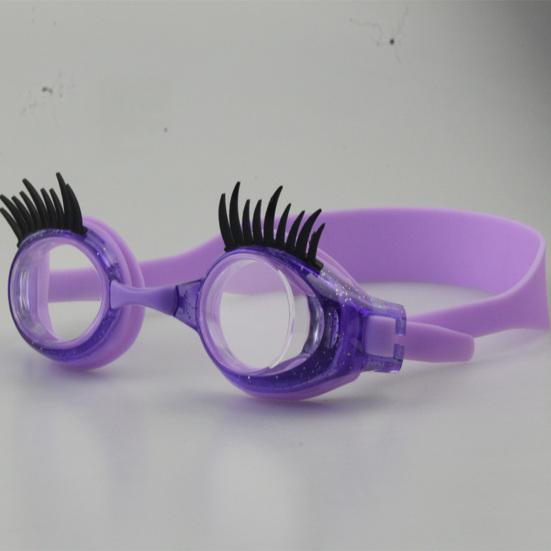 Kids Swim Goggles with Eyelashes Waterproof No Leakage Anti-Fog UV Protection Clear Lens Boys Girls Silicone Swimming Goggles with Lashes
