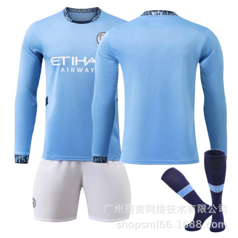 2425 Manchester City Heim Langarm Trikot Set 17 De Braunet 9 Harland 47 Forden 16 Rod Fußballtrikots