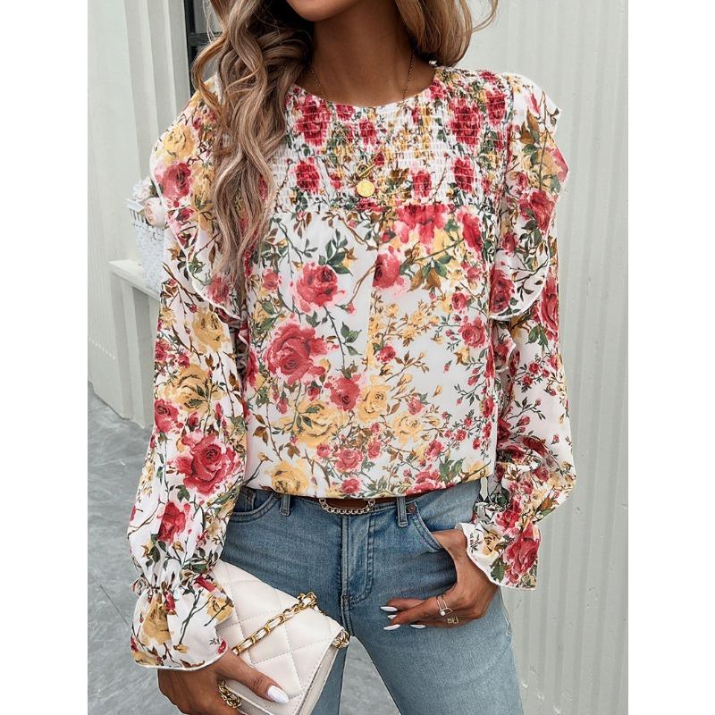 Printed Shirt Female Temperament Long-sleeved Shirt Blouse