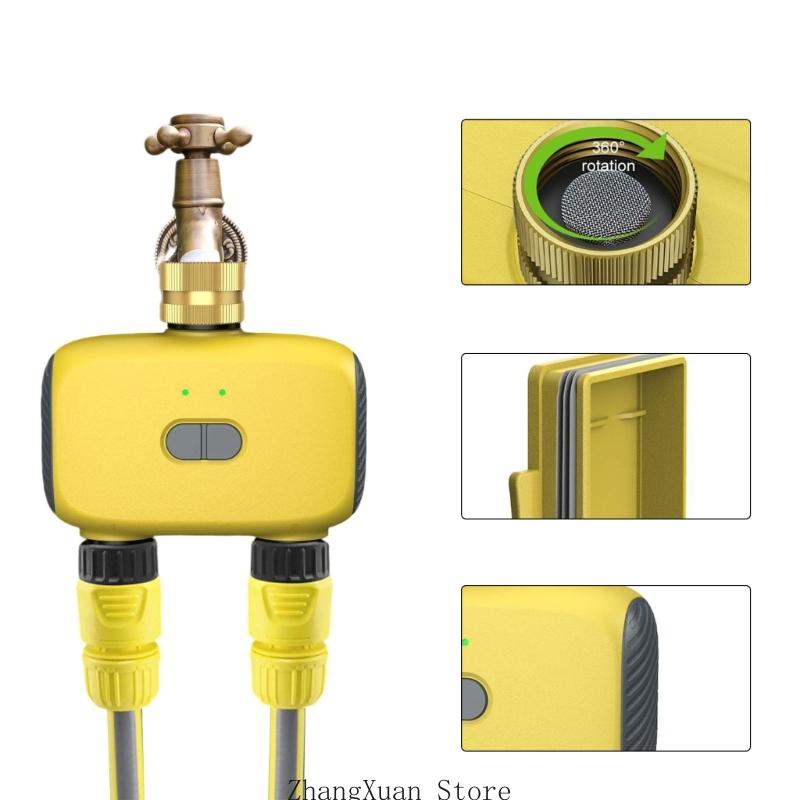 3XUF Outdoor Irrigation Controller Double Hose Connector Water Timer With Rain Delay And App Based Scheduling Functionality