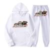 Mens Hooded Streetwear Tracksuit Set - Black Red Tiger Print Long Sleeve Top Jogger Pants Thick Casual Outfit