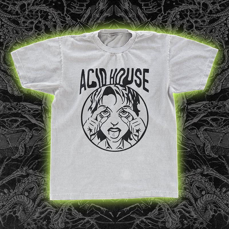 Camiseta Versátil de Algodão Puro Estilo DJ Acid House Chicago para Homens e Mulheres de Manga Curta