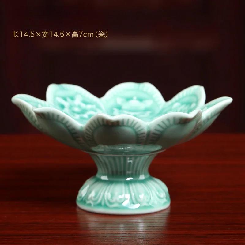 1PCS Ceramic Fruit Plate Ornament Household Buddha Hall Offering Plate Buddha Utensils and Supplies