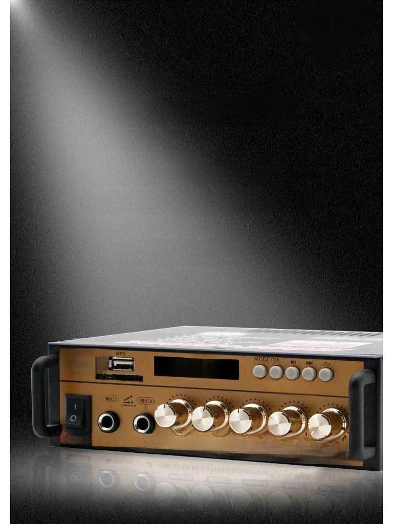 Dual-Channel Bluetooth Amplifier with USB Radio & Wireless Remote