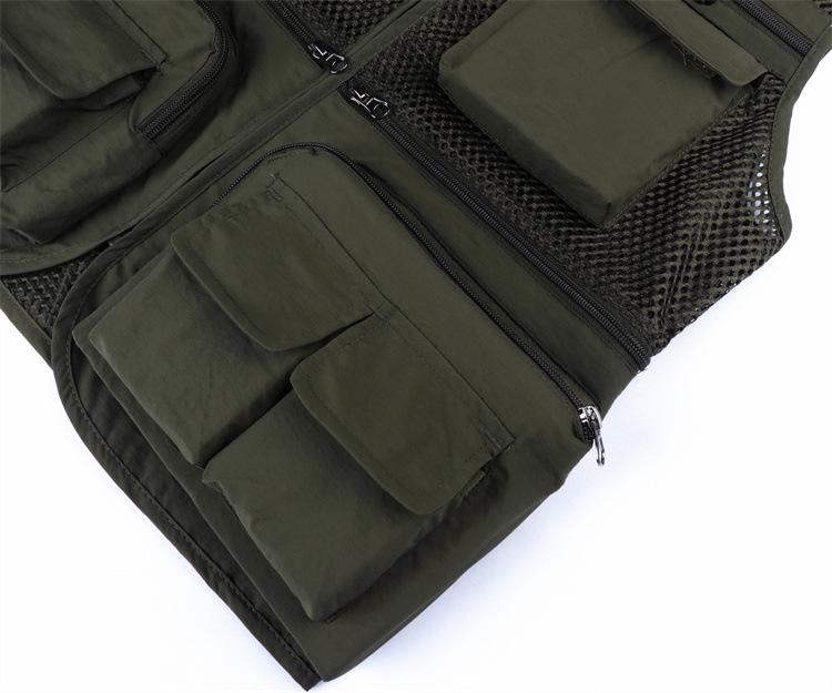 Men's Cross-Border Multi-Pocket Mesh Fishing Vest - Plus Size, Lightweight Summer Design