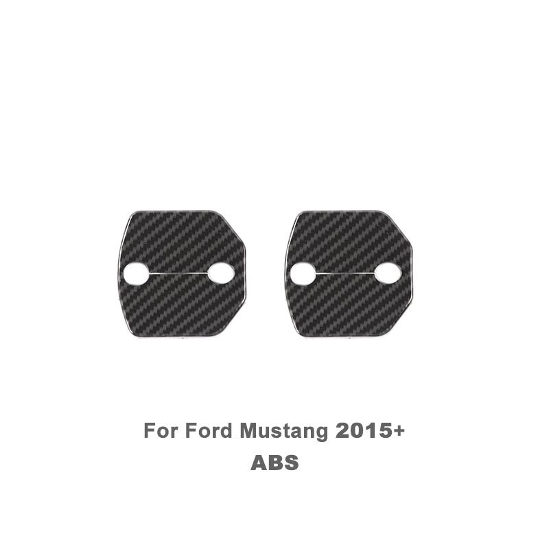 Car Steering Wheel Door Handle Decoration Center Console Cover Protective Sticker For Ford Mustang 2015 Up ABS Car Accessories Carbon Fiber Black