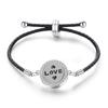 Stainless Steel Tree of Life Aromatherapy Bracelet with Diamonds and Leather Band