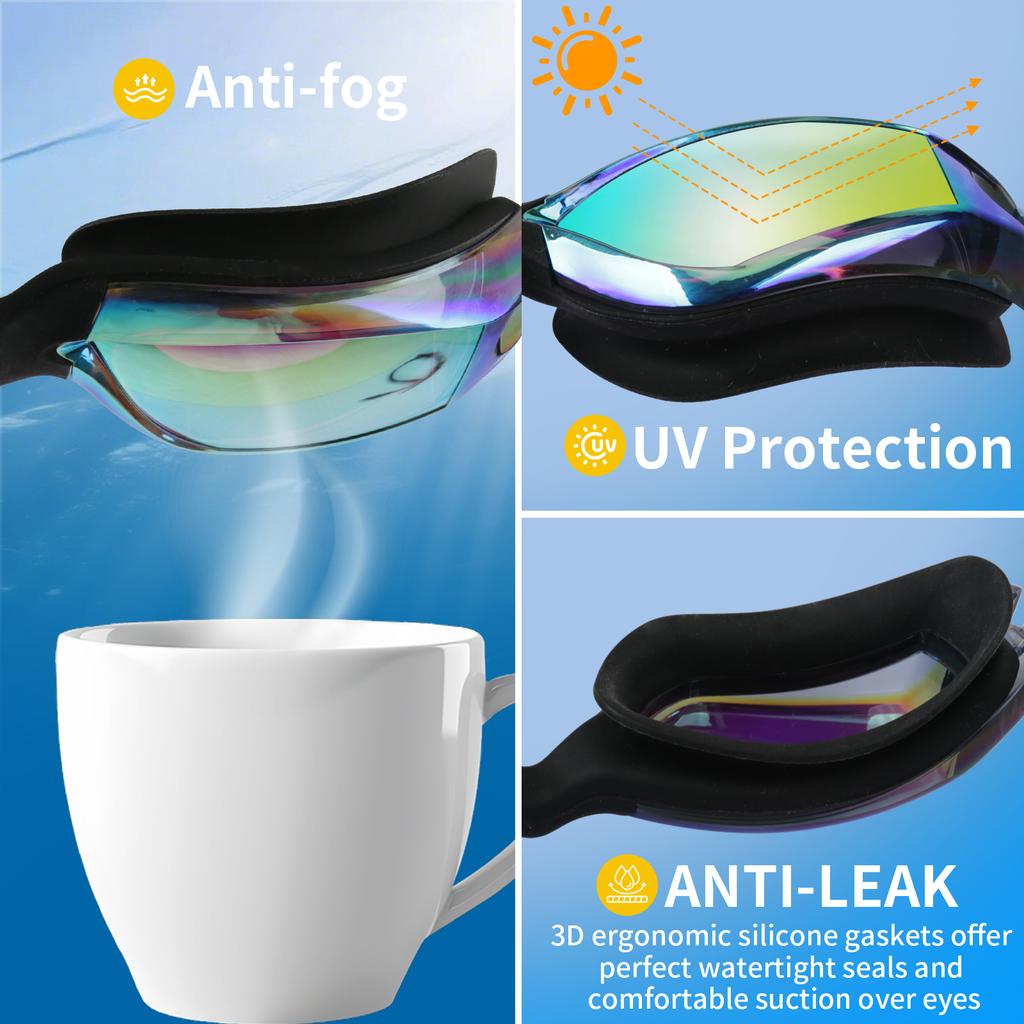High-definition Swim Goggles with Retail Box Large-frame Swimming Goggles Anti-fog No Leaking for Boys And Girls Adult Women Men