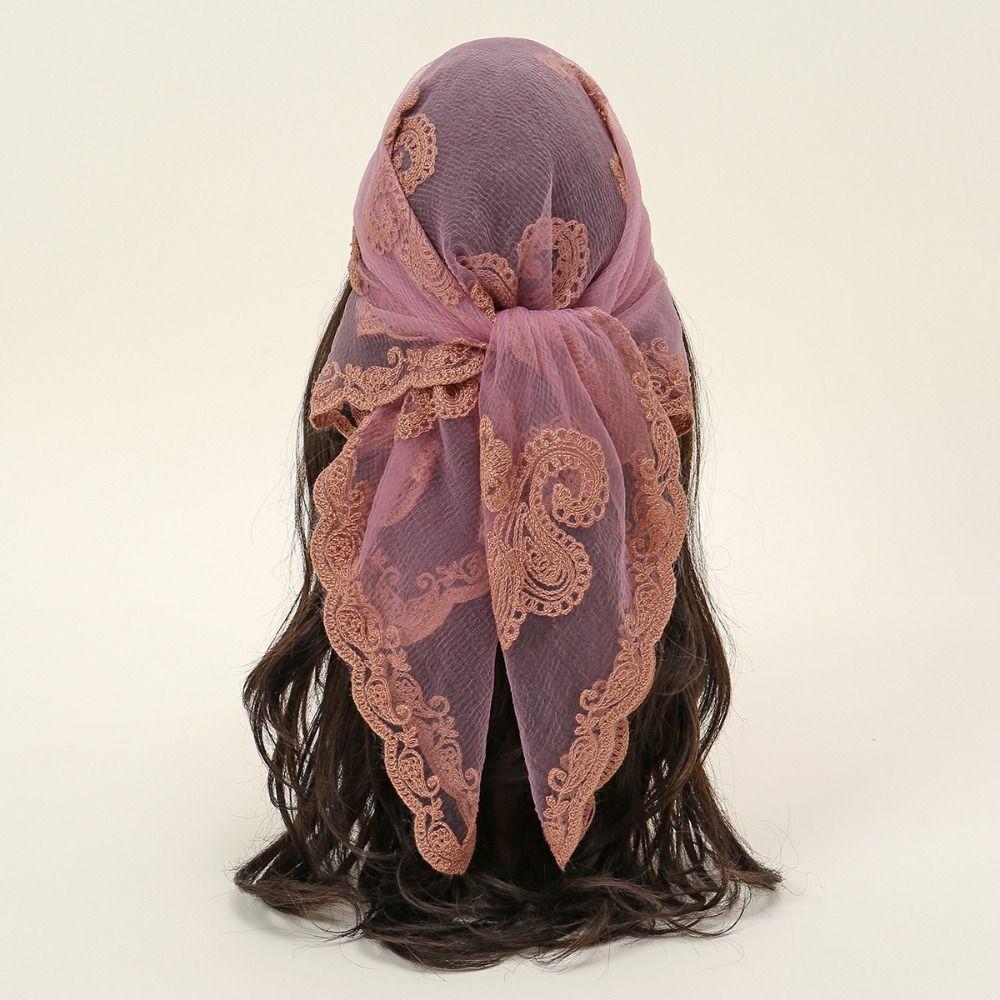 Cashew Pattern Lace Headwrap Embroidered Veil Turban Versatile Cashew Flower Bandana Head Wrap