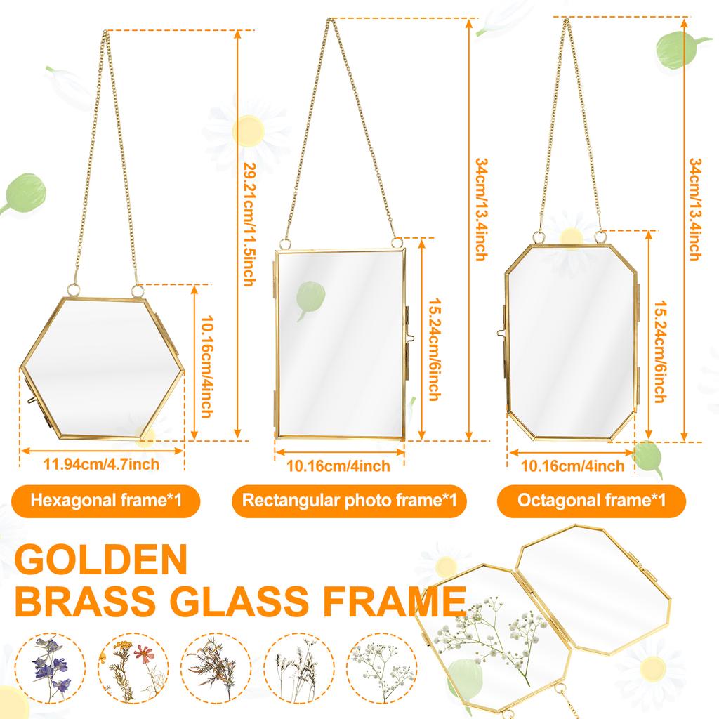 3 Stück Gepresste Blumen Rahmen Metall Fotorahmen Transparente Oberfläche Faltbarer Bilderrahmen Kreative Trockenblumen Display Dekoration