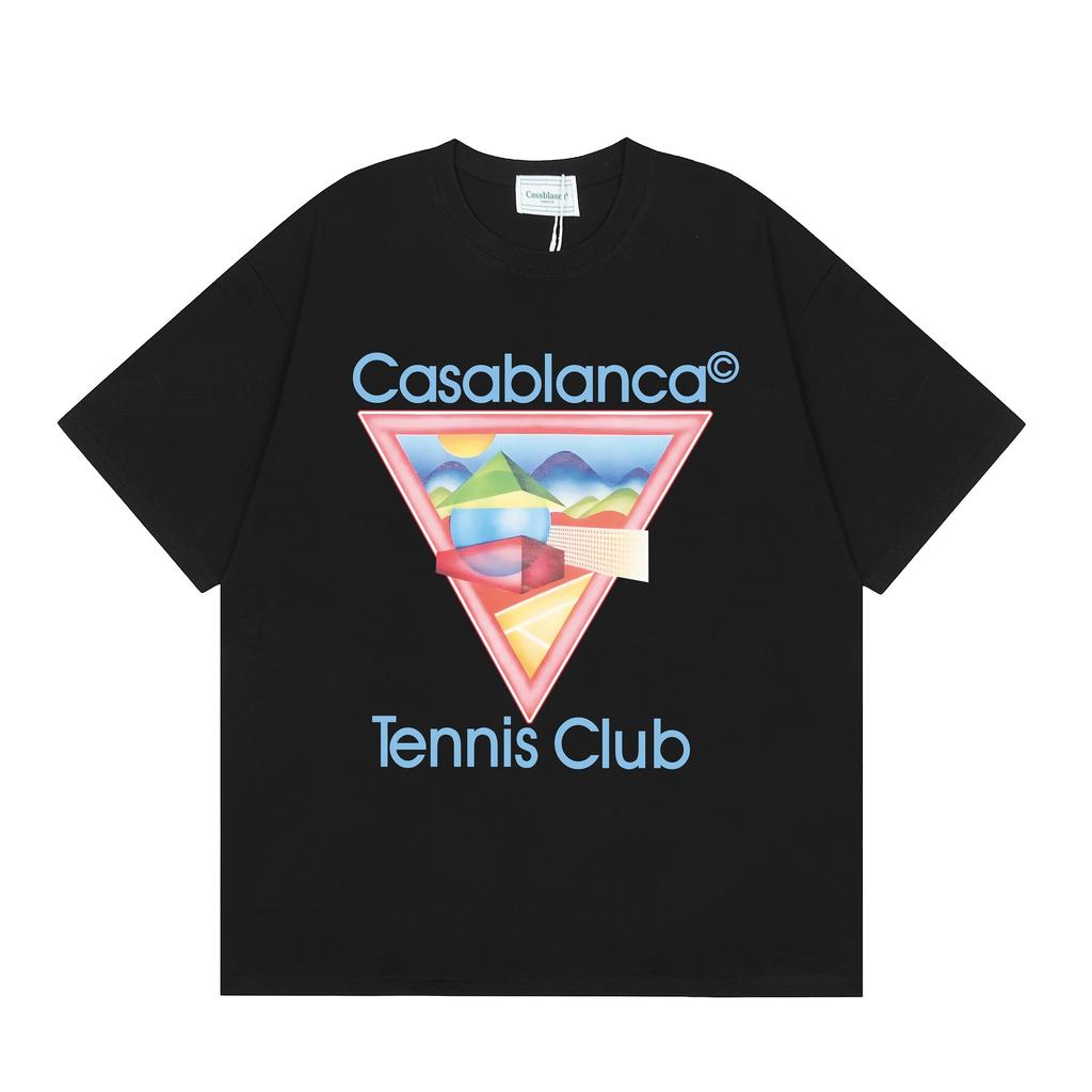 Grenzüberschreitend auf Lager exklusiv Casablanca Doppelgaze reine Baumwolle Unisex T-Shirt Hip-Hop lässig Kurzarm locker Rundhals