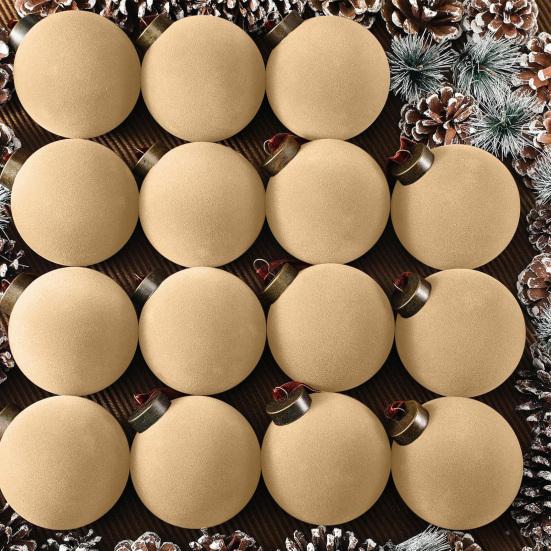 15 Pcs Velvet Christmas Ball Ornaments 3.15 Inch Flocked Plastic Ball Xmas Tree Hanging Decoration for Holiday Party Decor