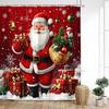 Forest Cute Snowman Shower Curtain Red Bird Berry Squirrel Winter Snow Christmas Bath Curtains Fabric Bathroom Decor with Hooks
