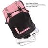 Travel Backpack with USB Charging Port and Headphone Hole Casual Double Shoulder Bag Black Pink