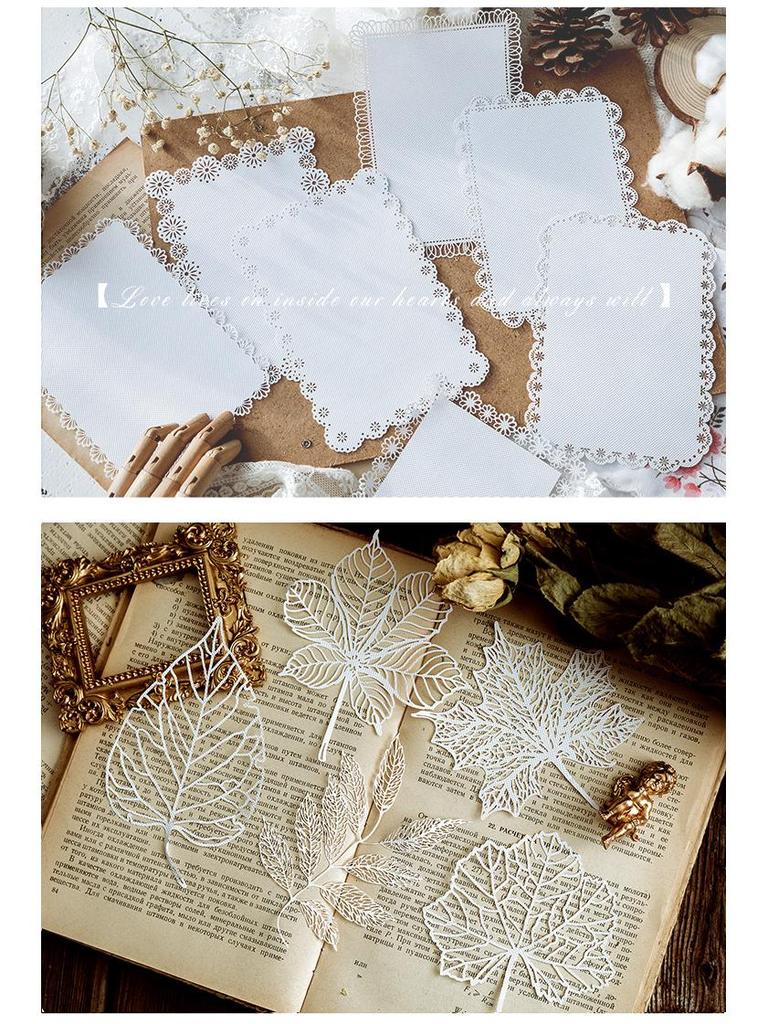 8 Styles Momo Hollow Lace Paper - Alice's Tea Party Scrapbook Diary Decorative Base Paper
