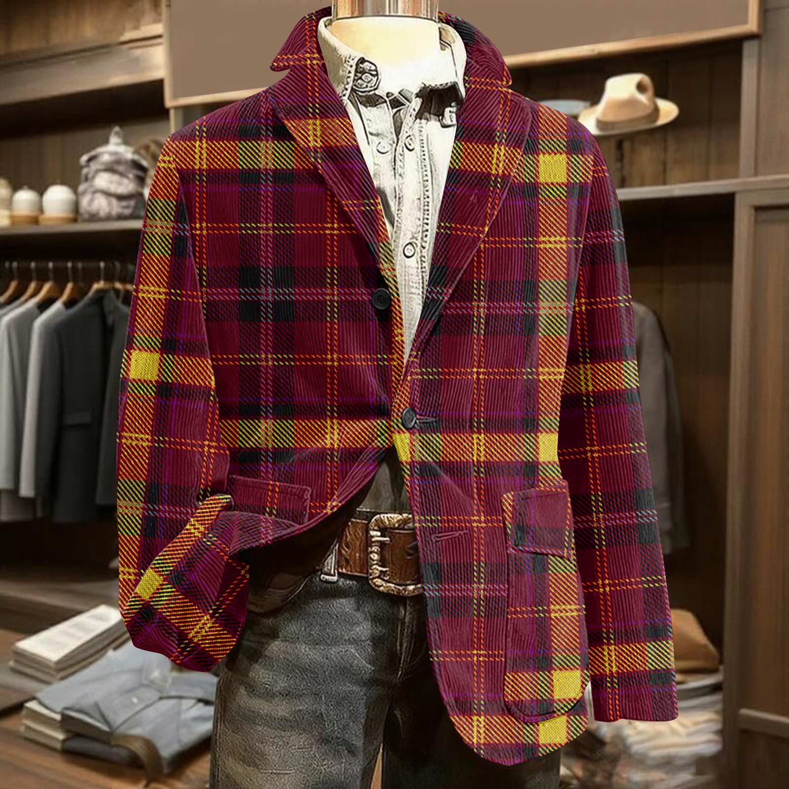 

Мужской вельветовый теплый пиджак-кардиган с принтом и карманами, мужской повседневный костюм L винный