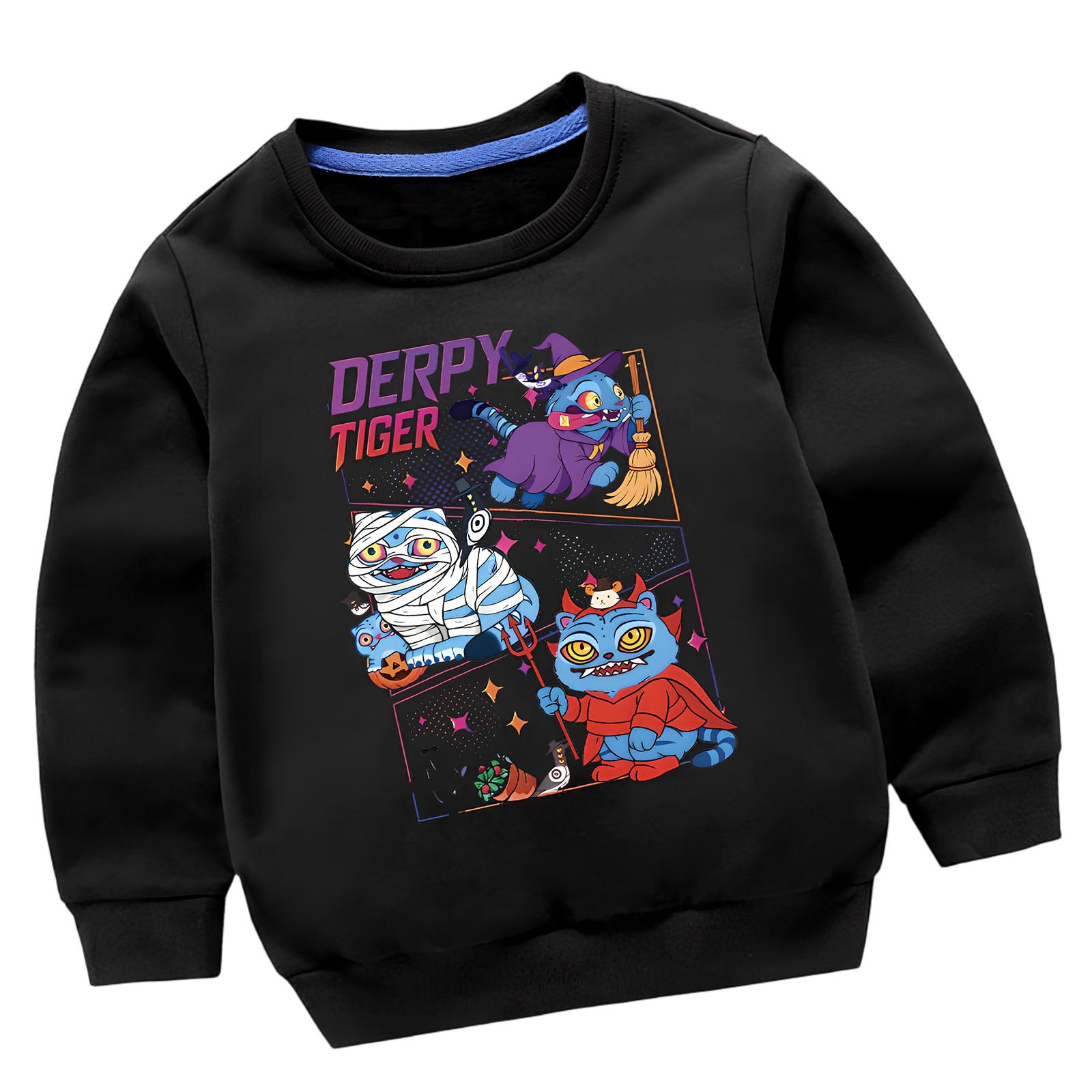 

Детская мода Повседневный свитшот с длинным рукавом и принтом на шее 120