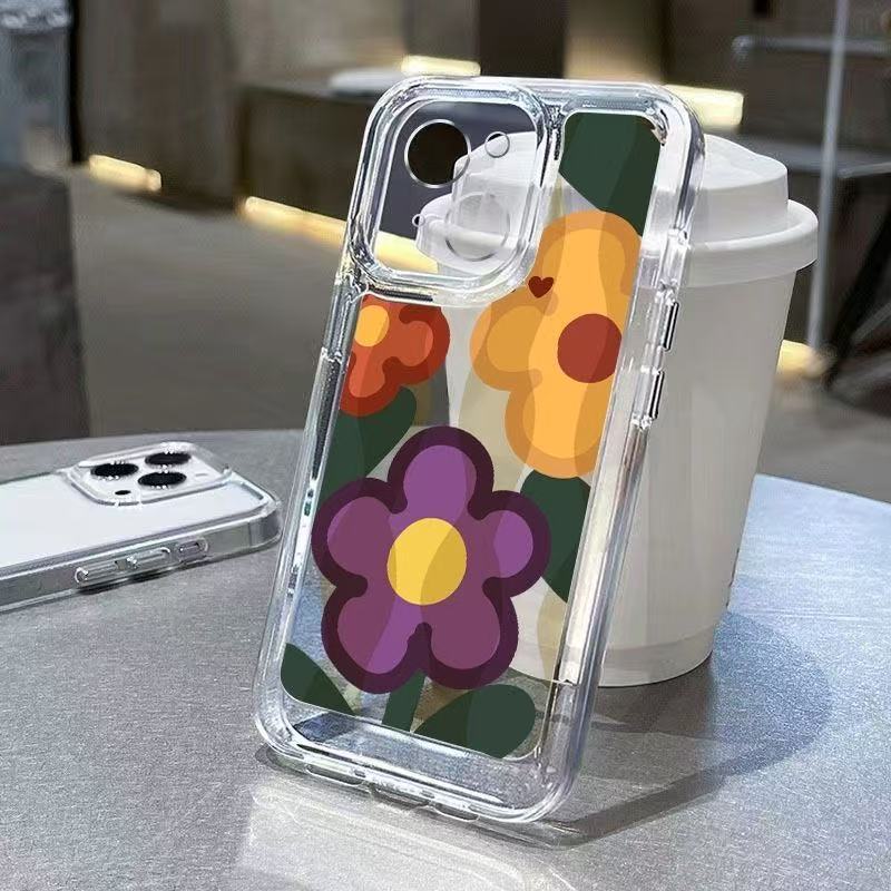 Oil painting dyeing flower is suitable for iphone15promax mobile phone case transparent Apple 1614pro Japan and Korea 13/12