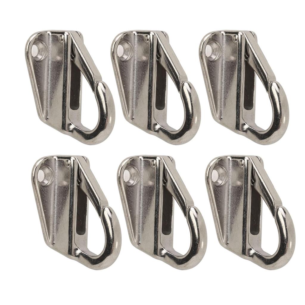 Boat Fender Hangers 6 Pcs Fender Hooks Stainless Steel Heavy Duty Spring Buckle Type Fender Hanger for Home Marine Engineering