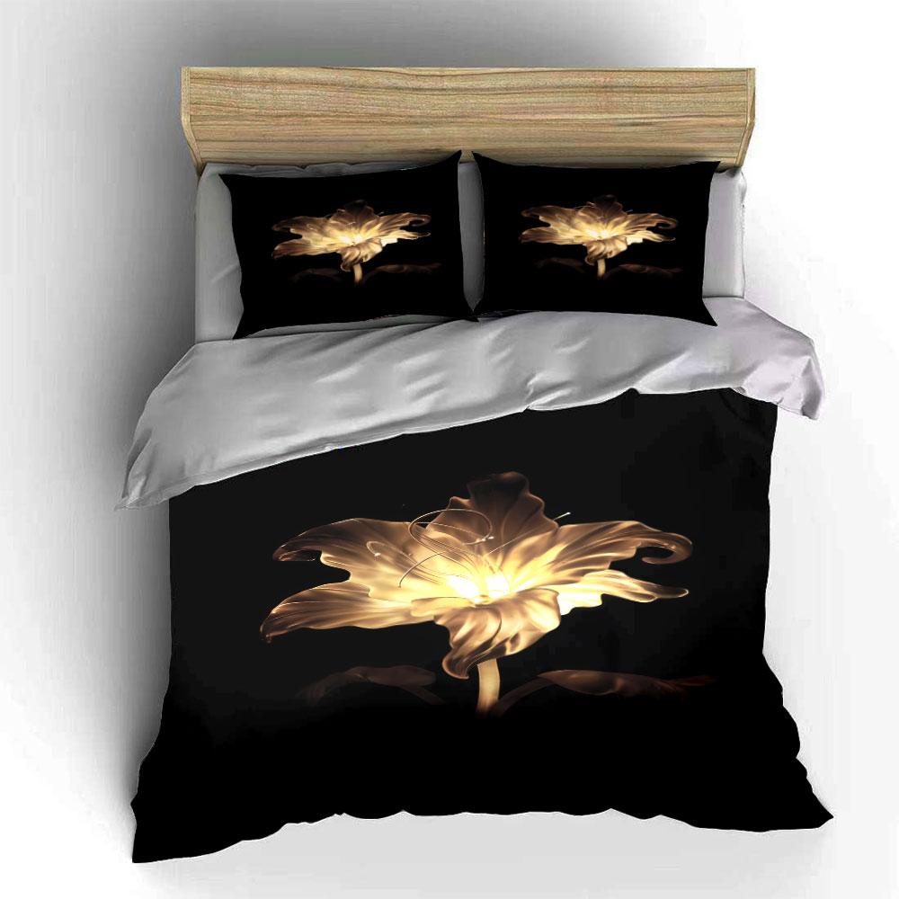Glowing Golden Flower Design. Bedding Sets Duvet Cover Sets Duvet Covers Pillowcases(1*Duvet Cover 2*Pillowcases Without Duvet Insert)